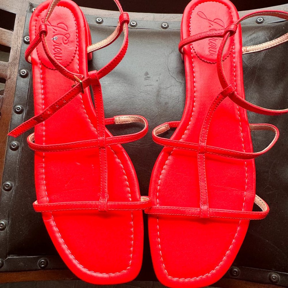 J. Crew Red Strappy Leather Sandals